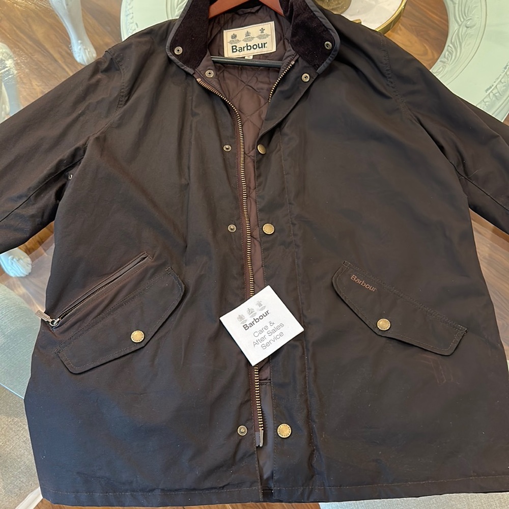 Barbour men’s coat brown quilted with corduroy